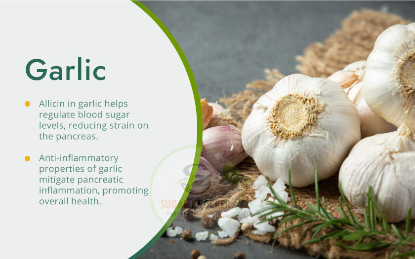 Garlic: Natural antibiotic reducing bacteria and fungi growth. Explains benefits of garlic on pancreas