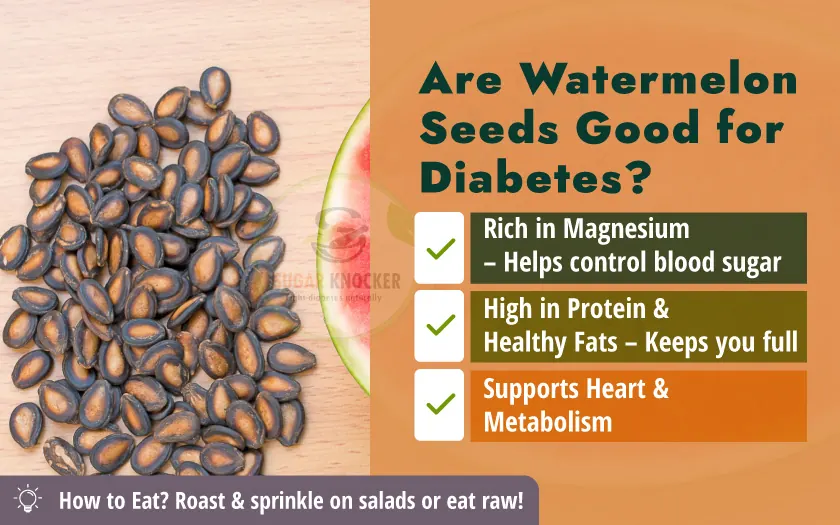 Watermelon seeds displayed on a wooden surface, highlighting their potential benefits for diabetes management.

